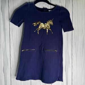 Girl’s Gymboree Store Dress Navy & Gold Sparkle Unicorn Size 6